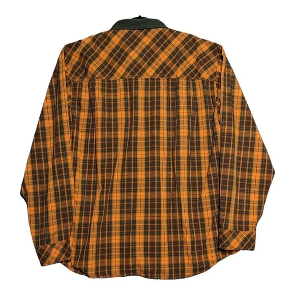 Akoo Button Down Plaid Shirt 4X Multicolor L/S Shoulder Patch Chest Pocket Pins - Picture 2 of 14